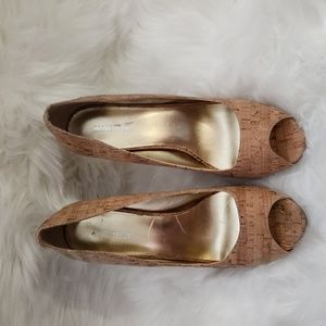 Nine West open toe cork heels